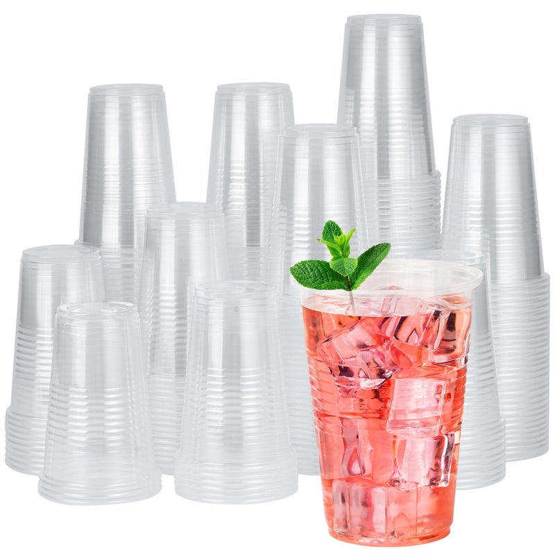 RACETOP 500 pack 9 oz Disposable Plastic Cups Clear Plastic Cups Tumblers Disposable Cups Bulk Transparent for Wedding Thanksgiving Birthday Halloween Christmas Party